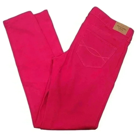 Abercrombie & Fitch Hot Pink Barbie Skinny Jeans Soft Stretchy Pants Size 4 - Picture 2 of 13